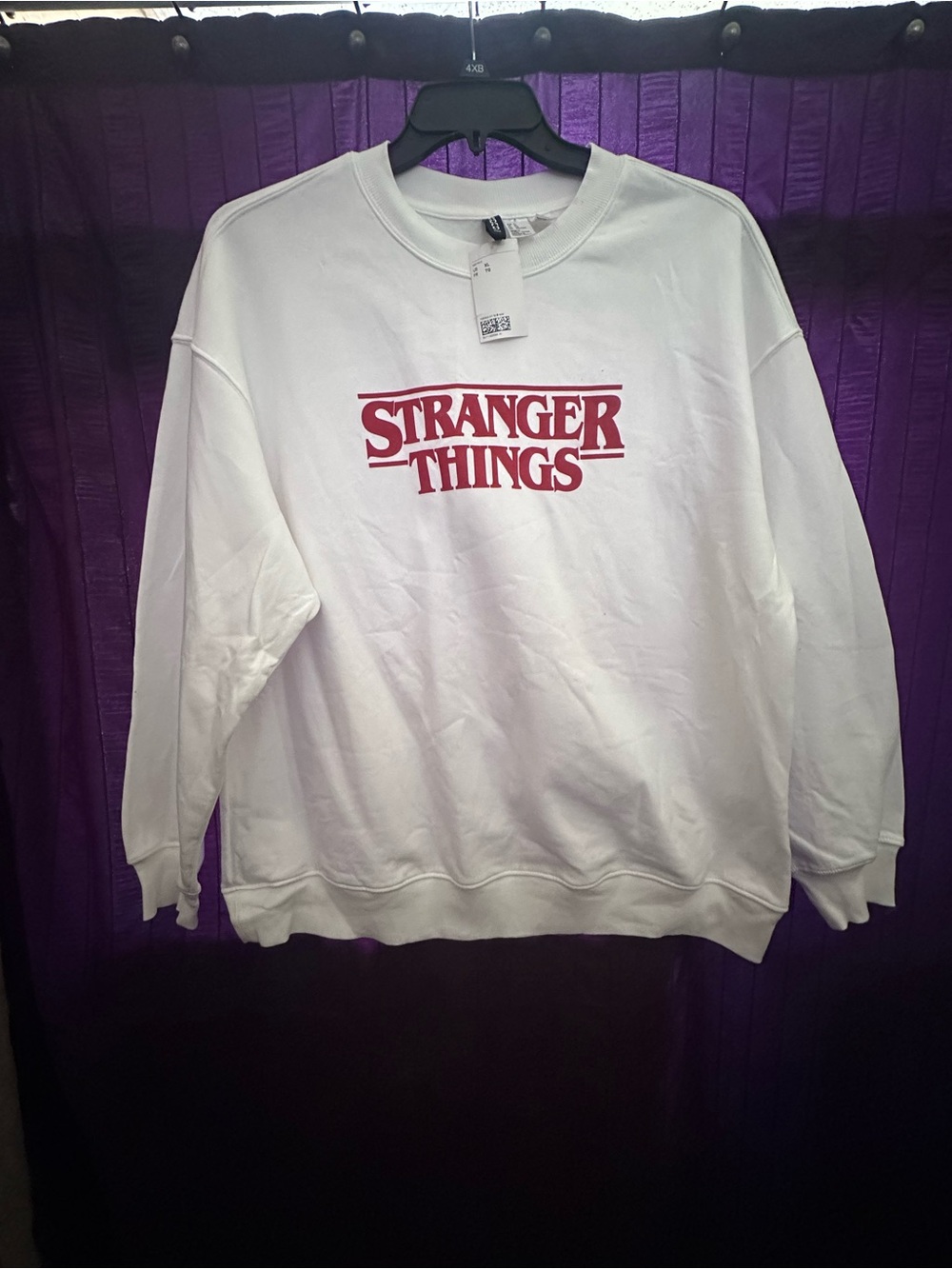 H&M White Crewneck Sweatshirt with Red "Stranger Things" Logo